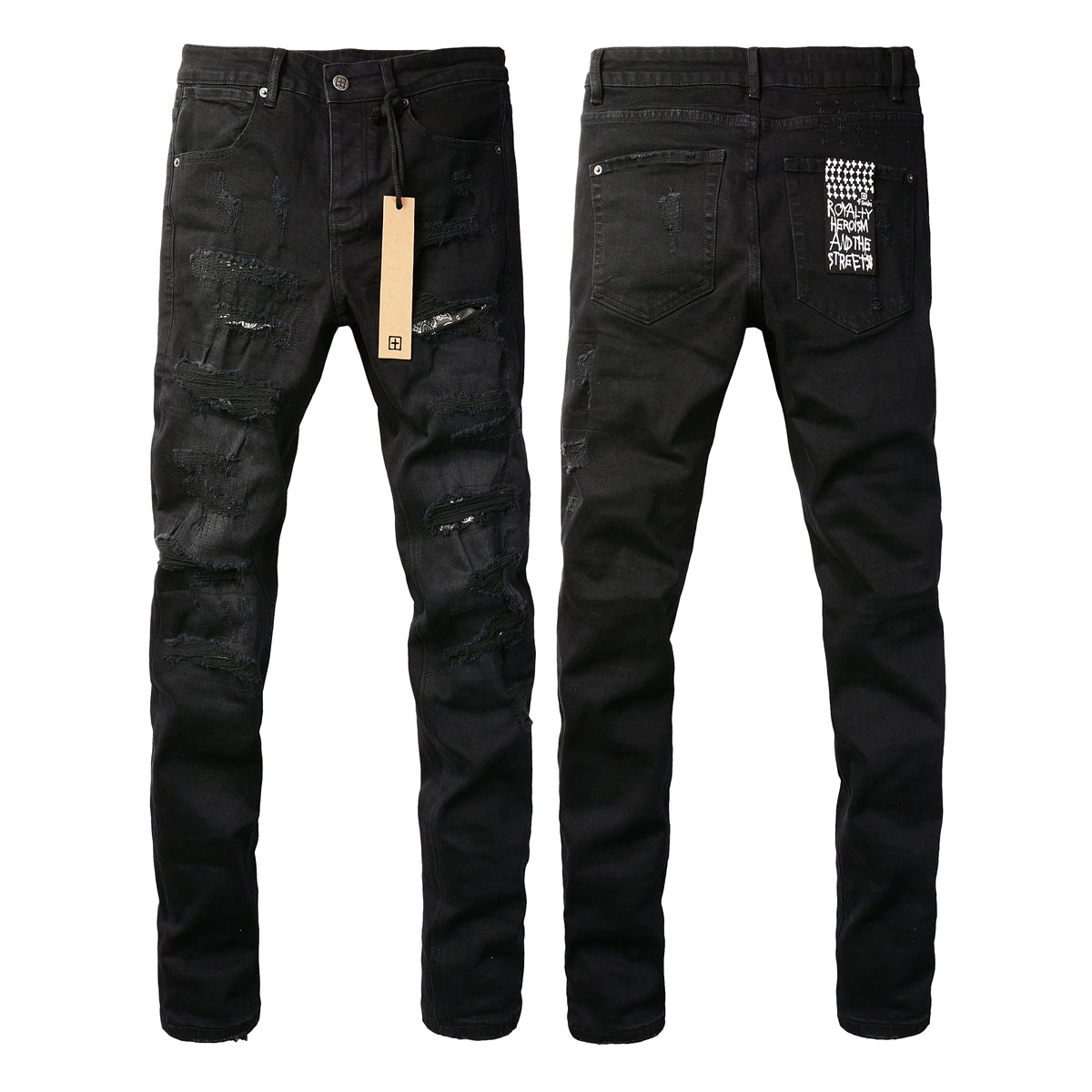 Jean slim noir de jais avec accent logo 3016