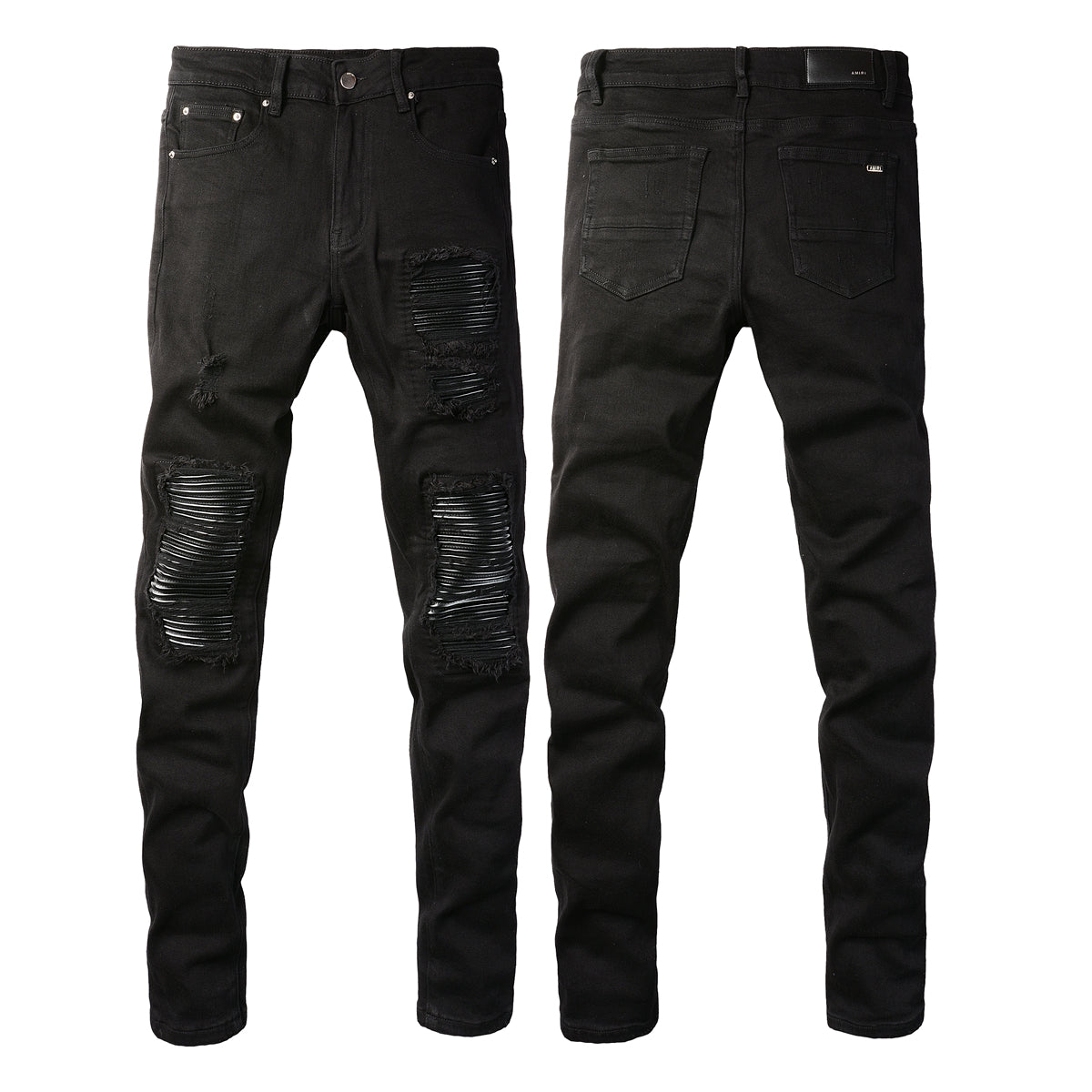 5200 High Street Trendy Brand Street Wind Ripped Beggar Jeans Slim-fit Elastic Jeans