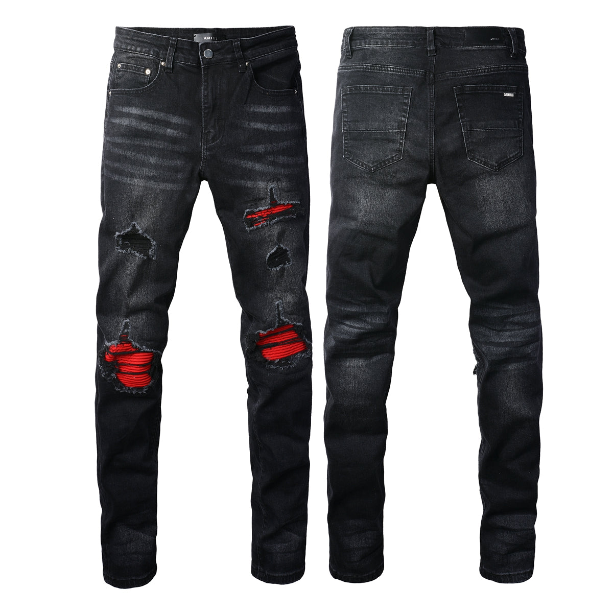 European and American Street Tide Ripped Patch Jeans High Street Trendy Men Slim Pants Jeans 886