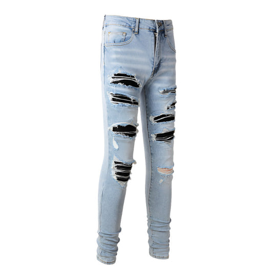 1307 Skinny Biker Jeans for Men Denim High Quality Slim Fit Straight Leg Trousers