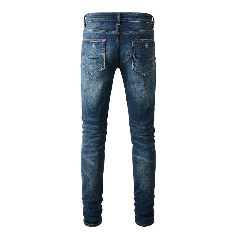 European and American Trendy Brand High Street Jeans Blue Men's Jeans Korean Version (894-6601)