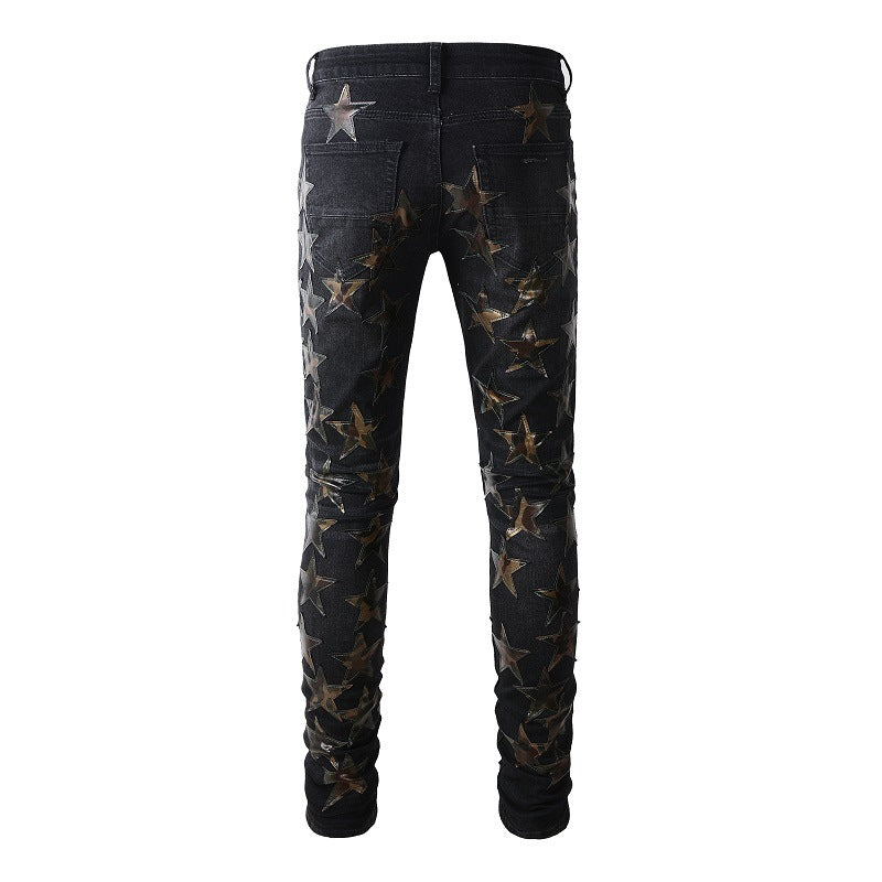 Jean tendance déchiré Street Star haute qualité, coupe slim élastique #873