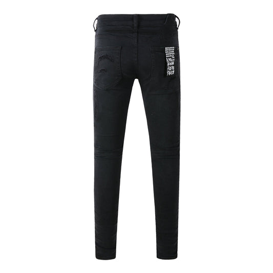 Minimalist Black Denim with Subtle Logo 3019