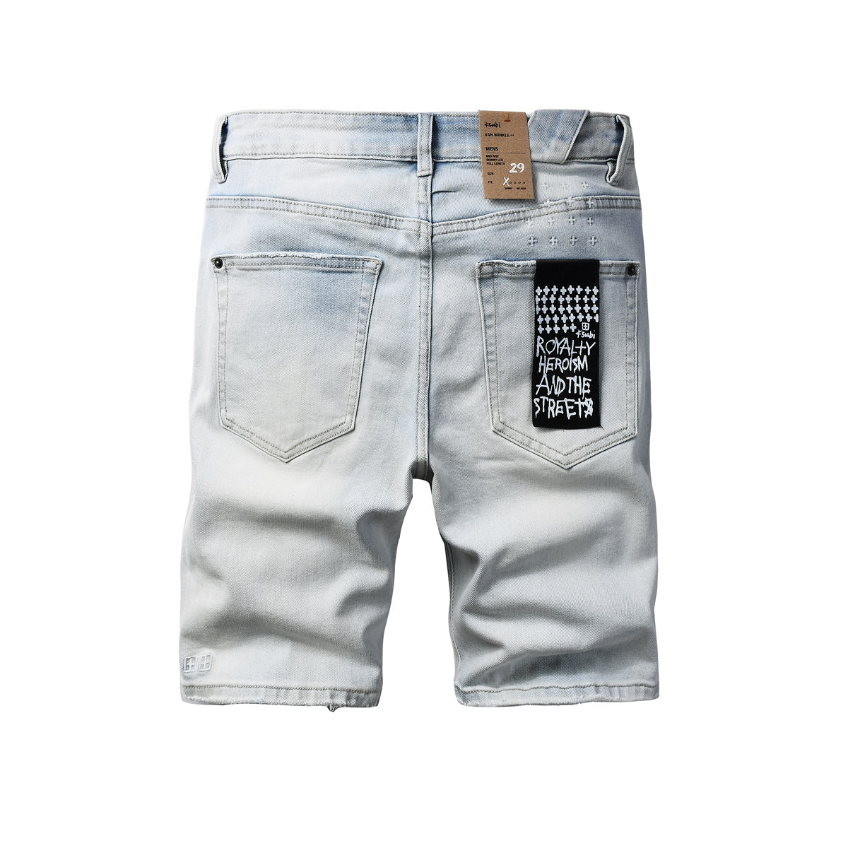Men’s Light Blue Ripped Denim Shorts – Urban Streetwear Slim Jean Shorts 2012