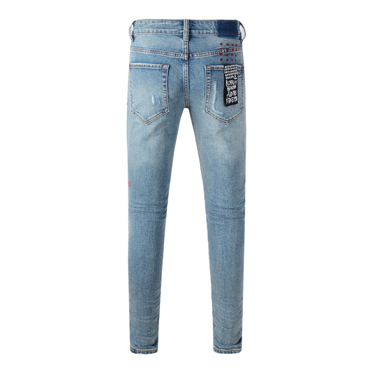 Jeans pitillo esculpidores de tiro medio UltraFlex con parches cuadrados llamativos 3022