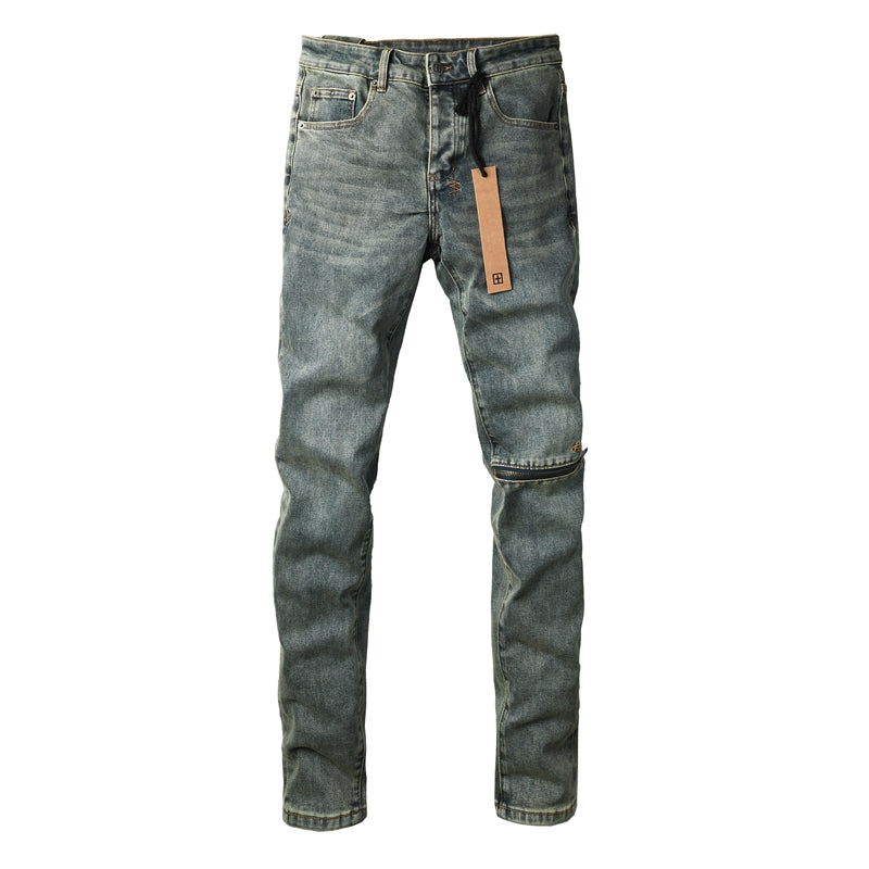 Men's Light Blue Denim Jeans Slim Fit Stretch Washed Casual Street Style Fashion Long Pants 3058