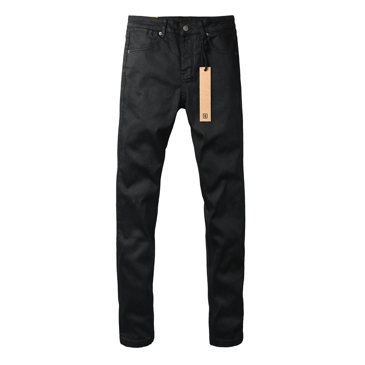 Solid Black Minimal Clean Finish Slim Fit Five Pocket Jeans 3072
