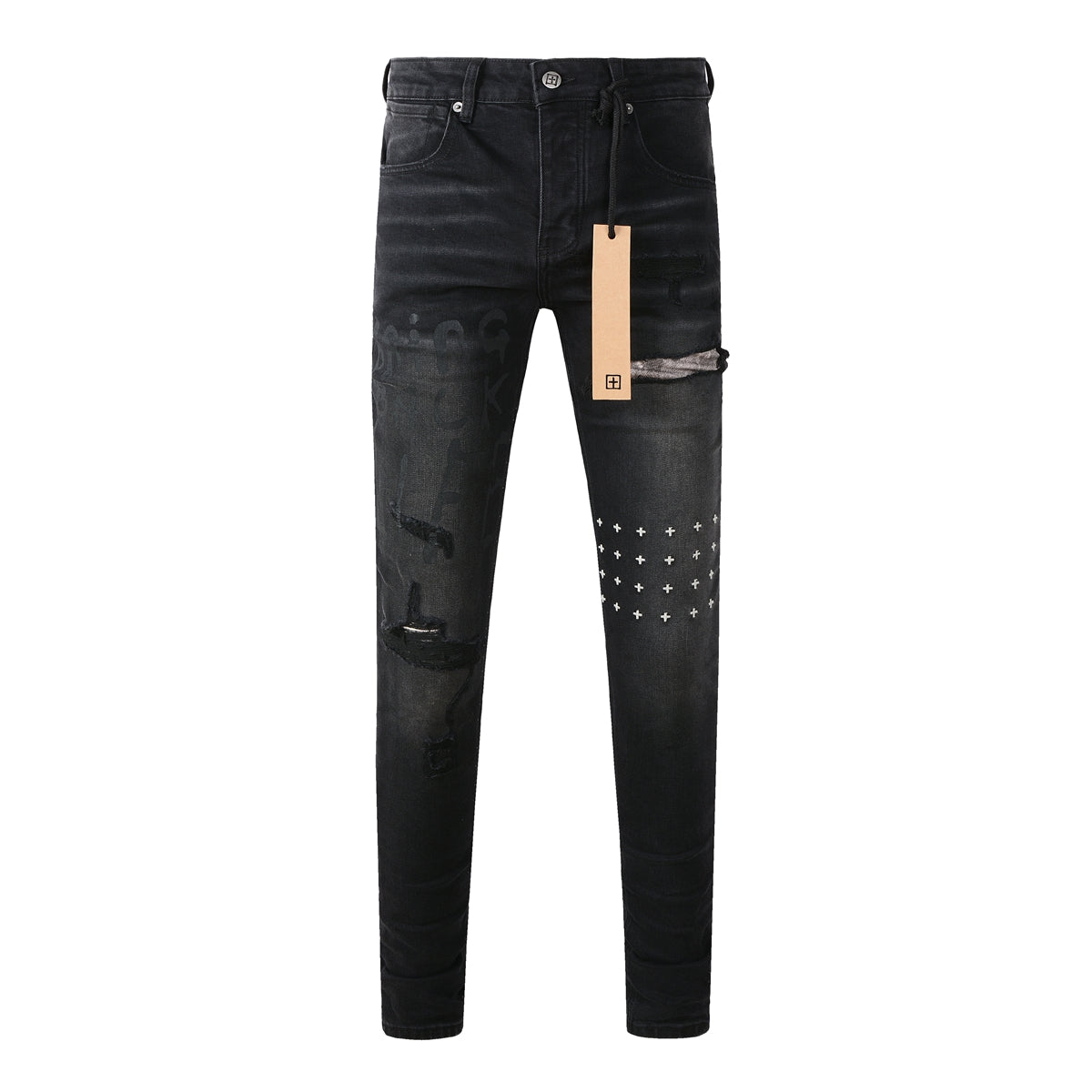 Slim Fit Black Denim with Distressed Details 3015 – PAKJeans