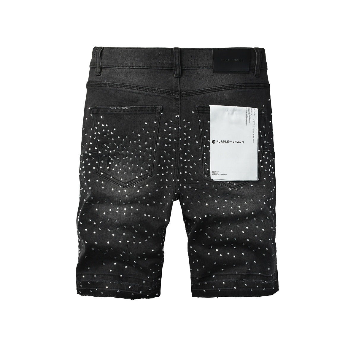 Mens Black Rhinestone Cross Denim Shorts Hip Hop Streetwear Stretch Jean Shorts Casual Summer Fit 5111