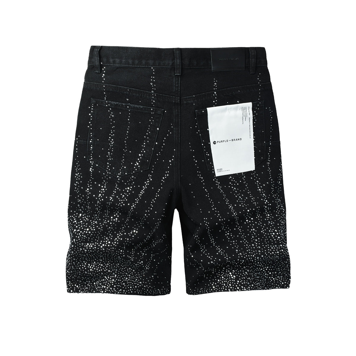 Mens Washed Black Rhinestone Jean Shorts Stretch Denim Street Style 5115