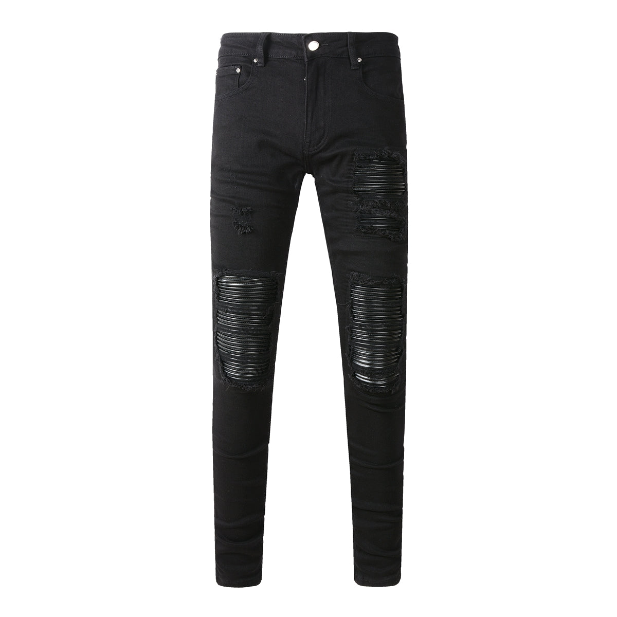 5200 High Street Trendy Brand Street Wind Ripped Beggar Jeans Slim-fit Elastic Jeans