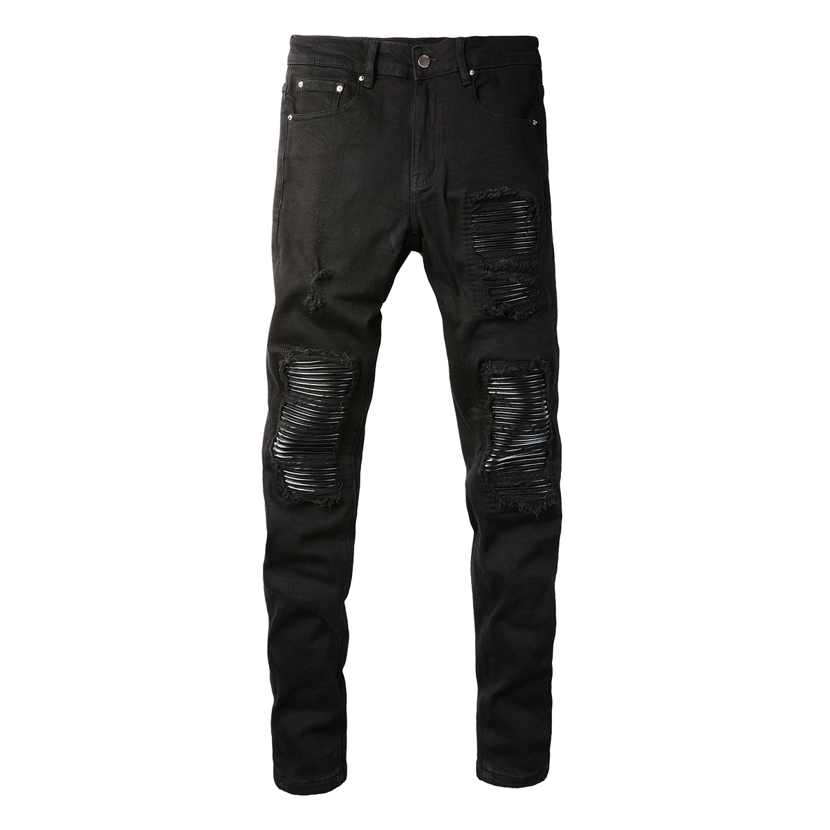 5200 High Street Trendy Brand Street Wind Ripped Beggar Jeans Slim-fit Elastic Jeans
