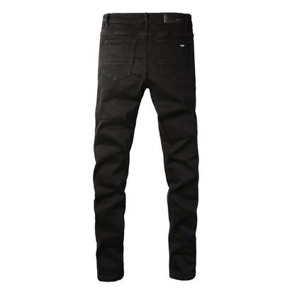 5200 High Street Trendy Brand Street Wind Ripped Beggar Jeans Slim-fit Elastic Jeans