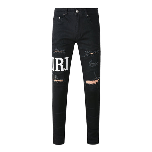 Ripped Jeans Men's Jeans High Street Trend Slim High Street Jeans #649