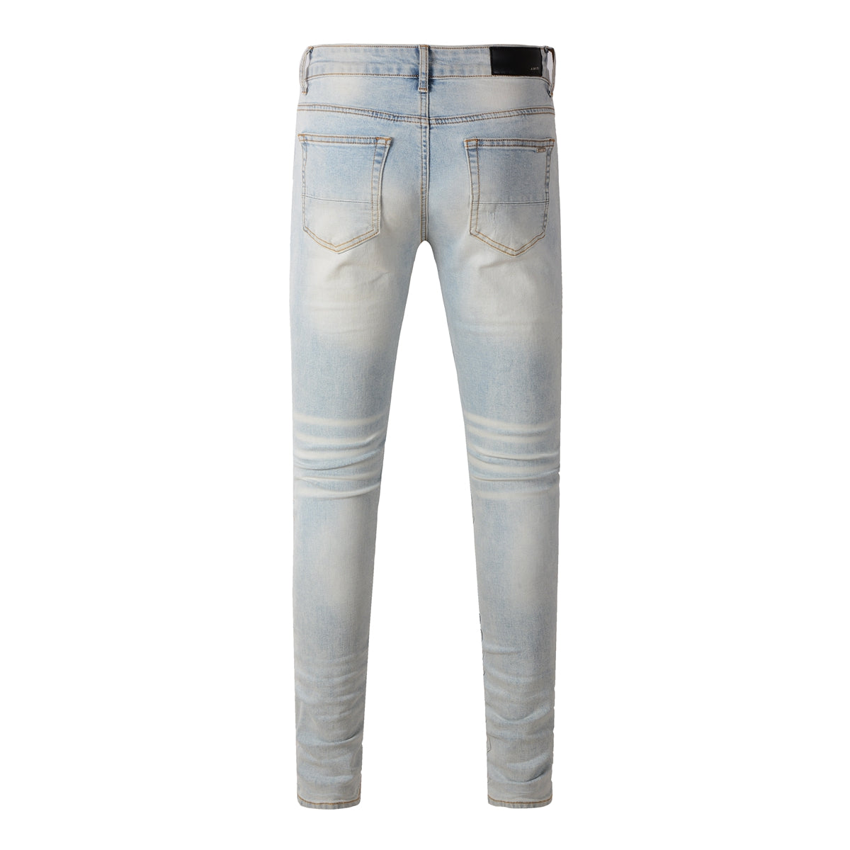 Street Denim Casual Trousers Micro-elastic Cotton Youth Blue Ripped Skinny Jeans #697