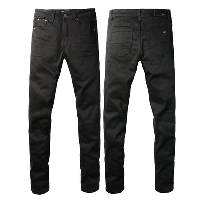 High Street Black Trousers Crumpled Jeans Stretch Men's Slim-Fit Small Foot Jeans 800
