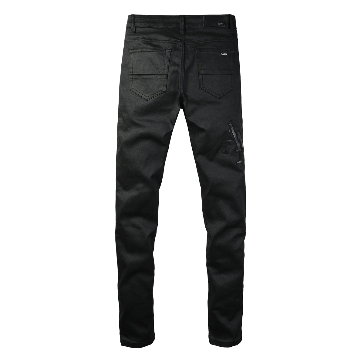 Men’s Black Skinny Jeans with Tonal Embroidered Lettering 8918
