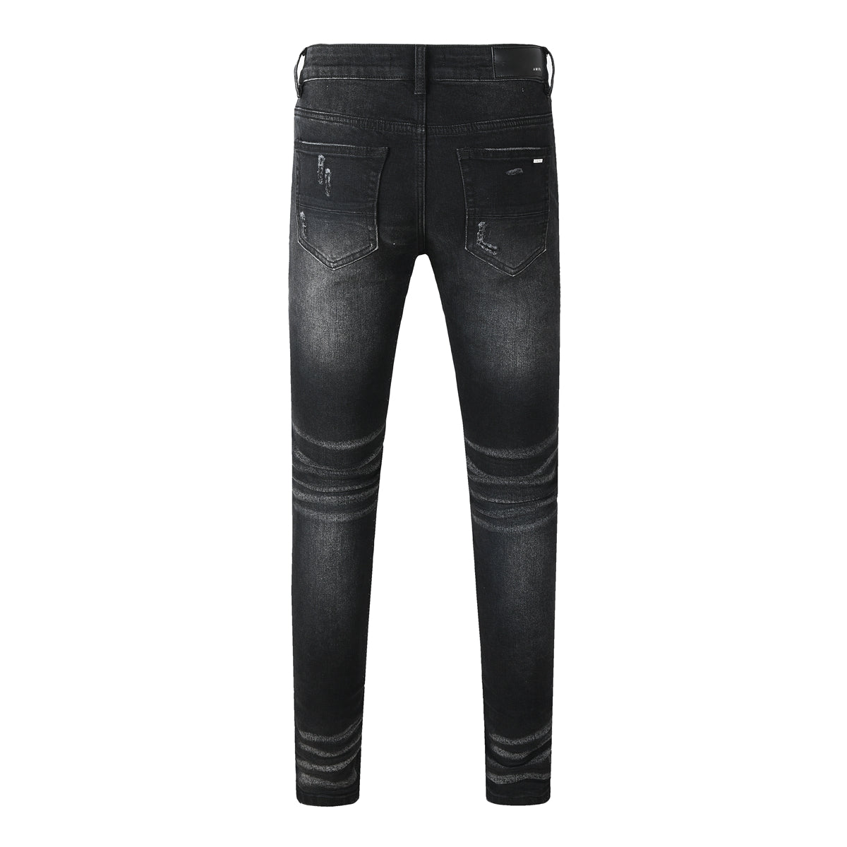 Men's Black Washed Skinny Jeans with Heavy Distressing and Bandana Patch Detail 8924