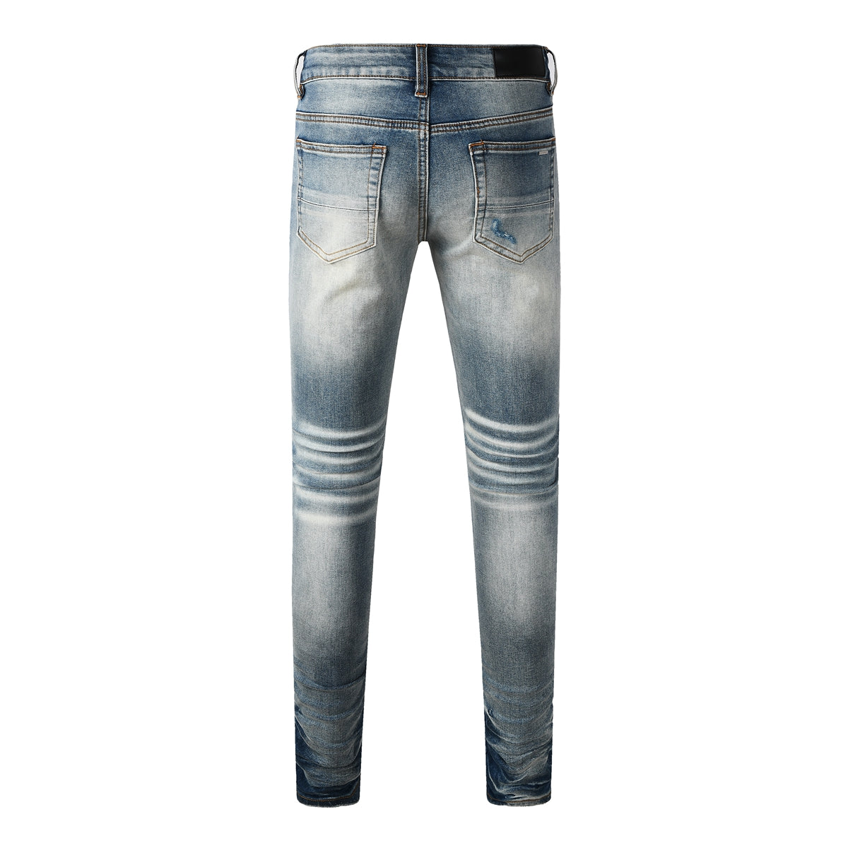 Men's Distressed Skinny Fit Blue Gradient Jeans with Knee Rips 8926
