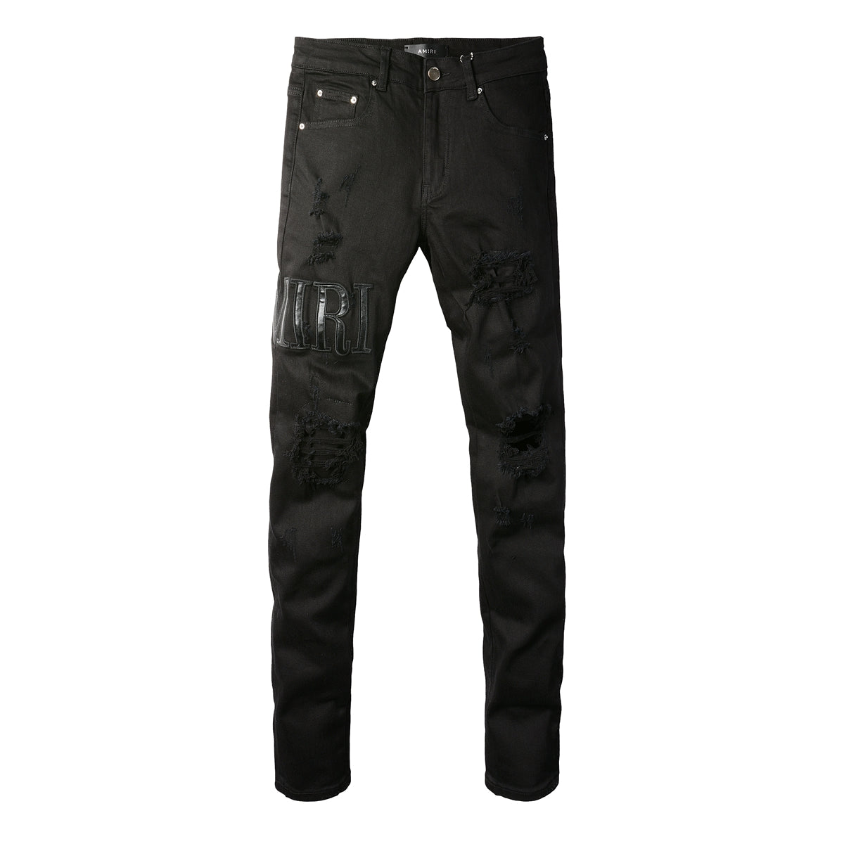 European and American Street Trendy Ripped Letter Embroidered Jeans High Street Trendy Men Slim-fitting Small Feet Jeans #892