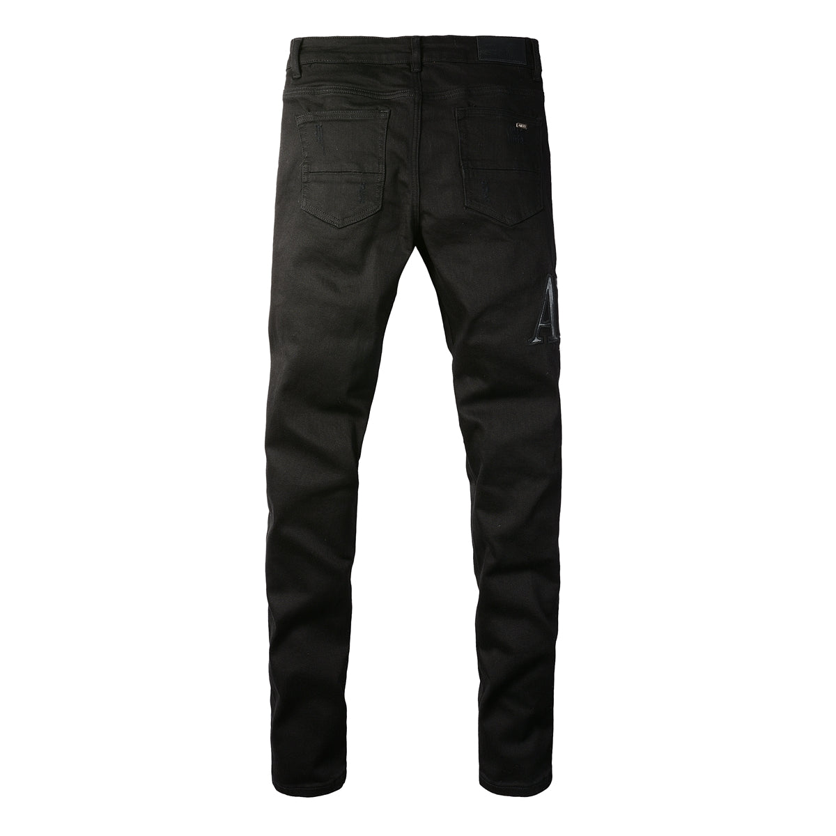 European and American Street Trendy Ripped Letter Embroidered Jeans High Street Trendy Men Slim-fitting Small Feet Jeans #892