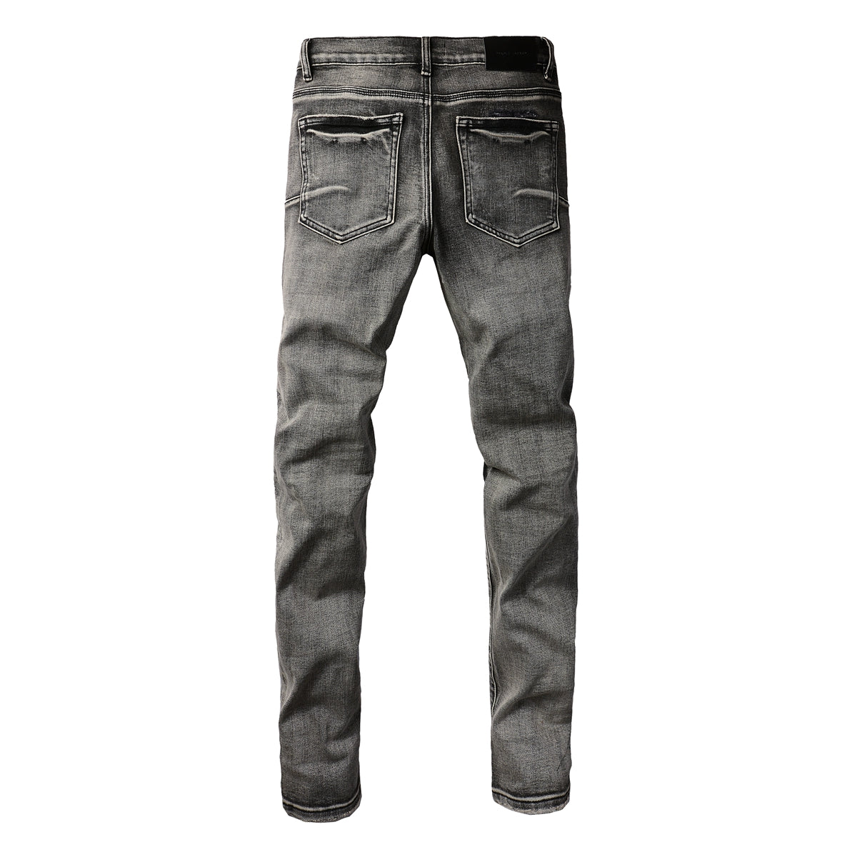 Jean pour homme, style streetwear classique, délavé noir/gris, déchiré, coupe skinny 9068