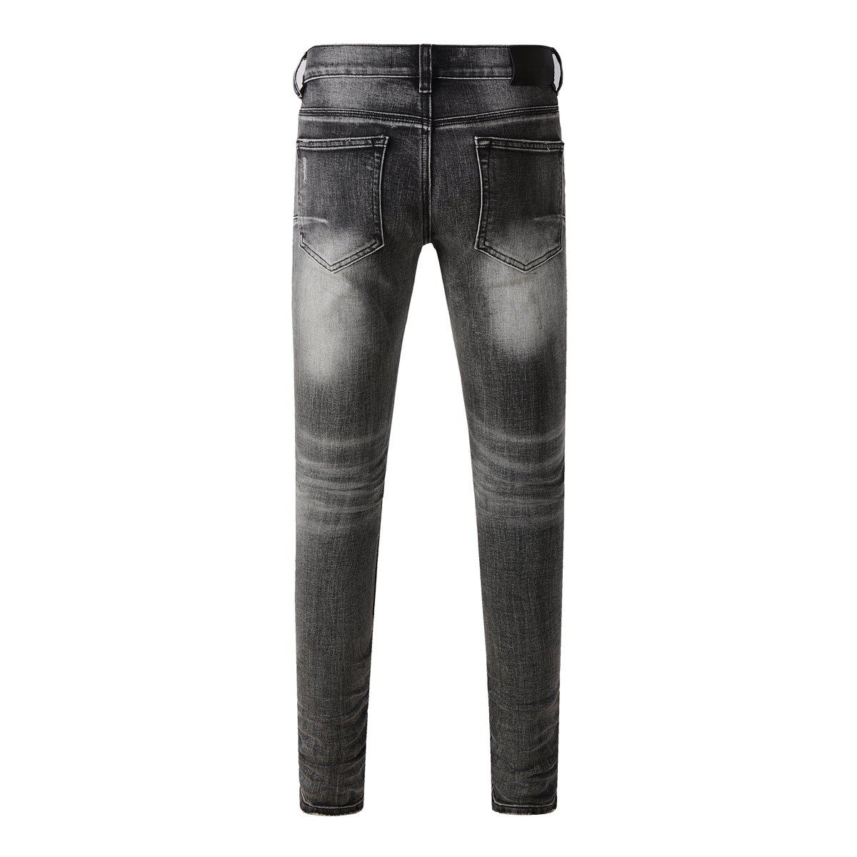 Jeans Classique Homme Streetwear Gris Délavé Slim Effilé Déchiré 9103