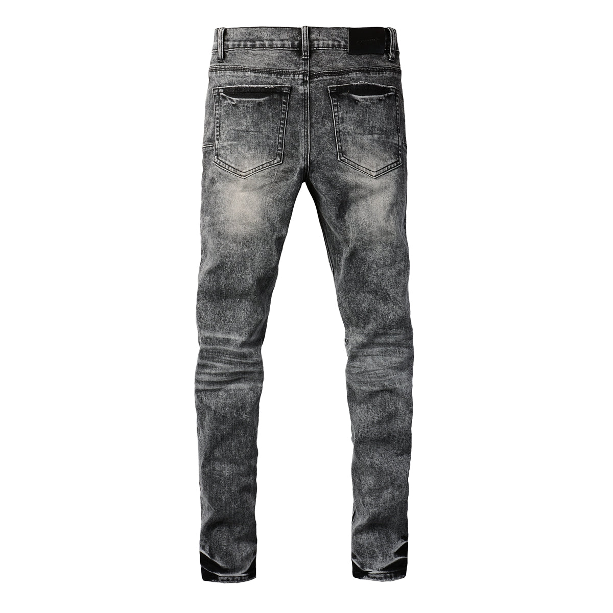 Men Distressed Grey Washed Skinny Jeans Ripped Scratch Style 9105