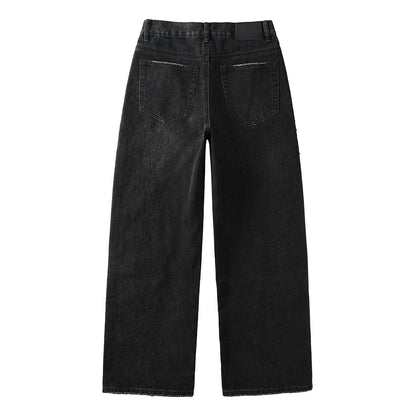 Mens Designer Straight Leg Black Jeans with Dazzling Crystal Fireworks Night Sky Inspired Look 9125