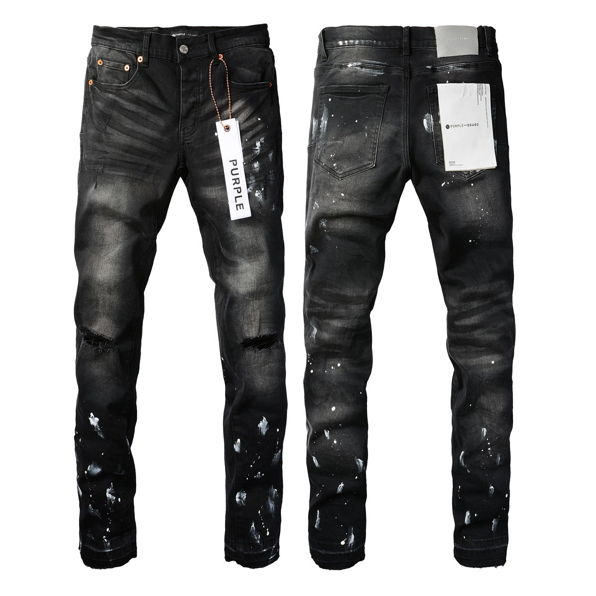 Jeans With High Street Black Paint Distressed (9002-7025) Fashion Pants