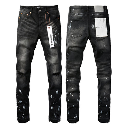 Jeans With High Street Black Paint Distressed (9002-7025) Fashion Pants