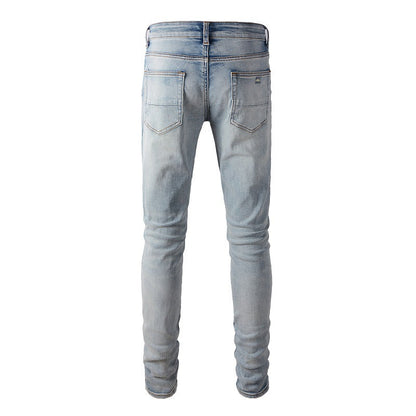 European and American Trendy Brand High Street Jeans I Light Blue Men's Jeans Korean Version (895-6602)