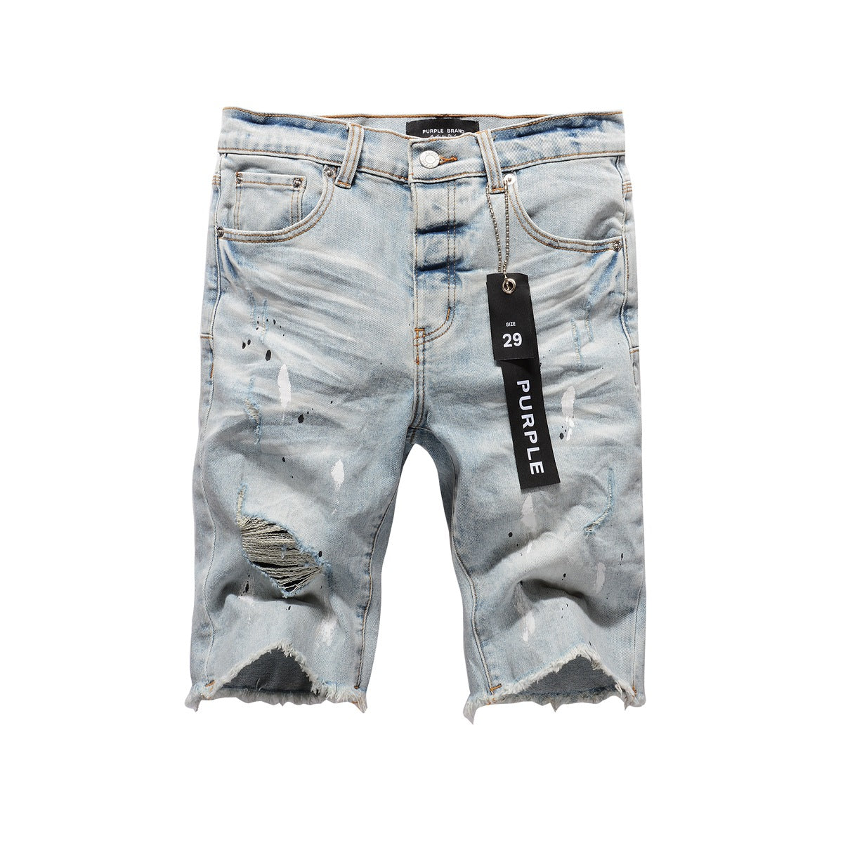 Pantalones Cortos Vaqueros Vintage Salpicados de Tinta con Personalidad para Hombre New Jeans 5006