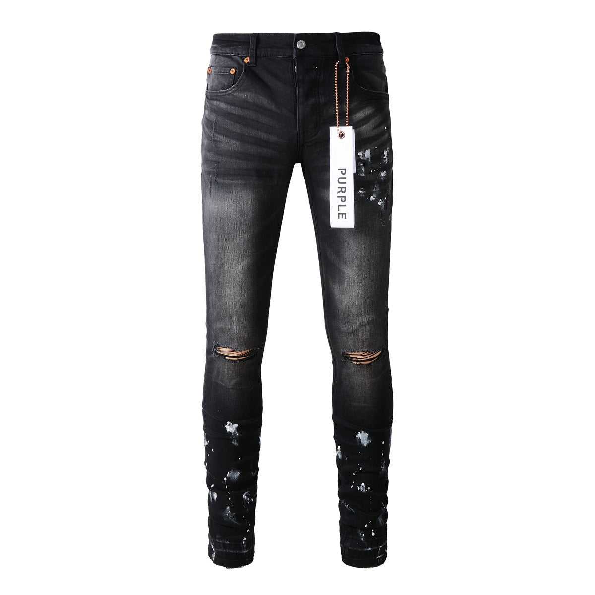 Jeans With High Street Black Paint Distressed (9002-7025) Fashion Pants