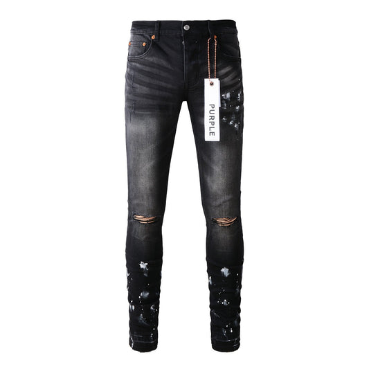 Jeans With High Street Black Paint Distressed (9002-7025) Fashion Pants