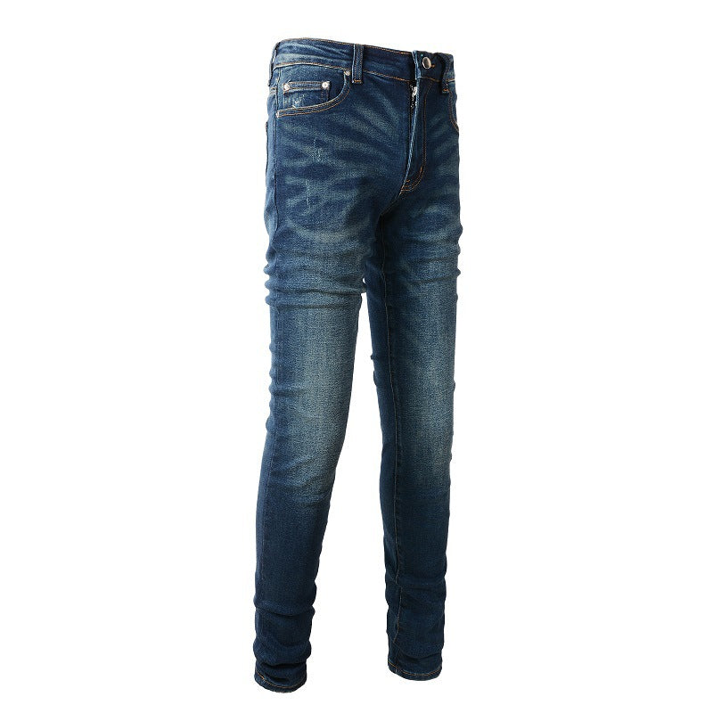 European and American Trendy Brand High Street Jeans Blue Men's Jeans Korean Version (894-6601)