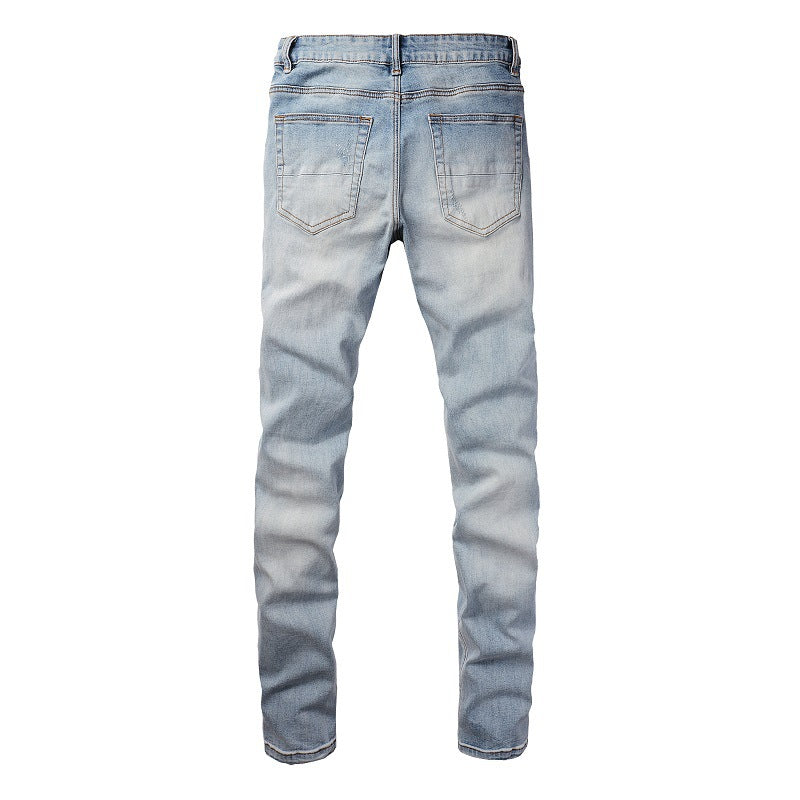 Blue Diamond Hot Diamond Jeans Ripped High Street Patch Stretch Slim Jeans 6566