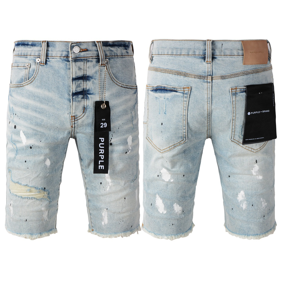Pantalones Cortos Vaqueros Vintage Salpicados de Tinta con Personalidad para Hombre New Jeans 5006