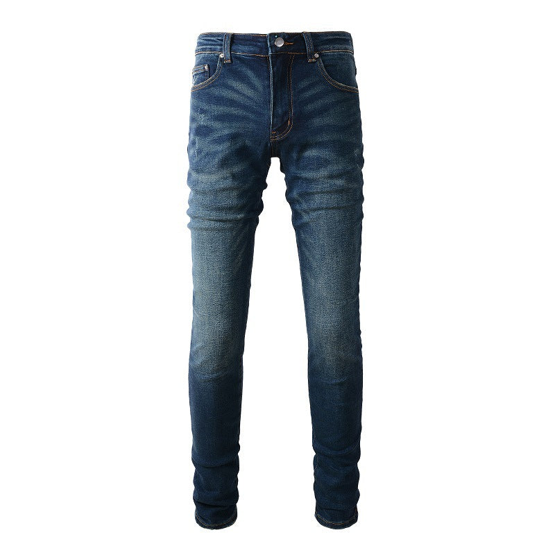 European and American Trendy Brand High Street Jeans Blue Men's Jeans Korean Version (894-6601)