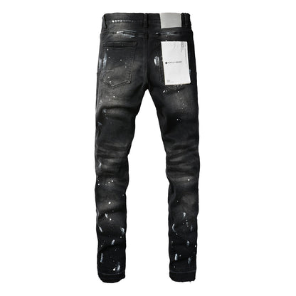 Jeans With High Street Black Paint Distressed (9002-7025) Fashion Pants