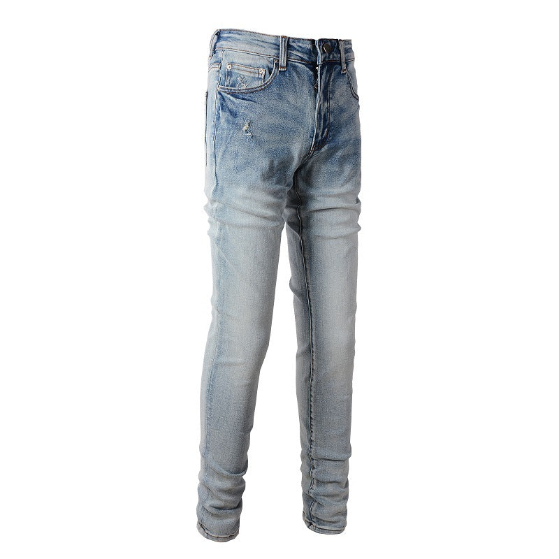 European and American Trendy Brand High Street Jeans I Light Blue Men's Jeans Korean Version (895-6602)